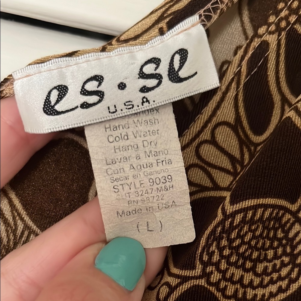 Elegant Brown Floral Dress Large - Picture 4 of 6